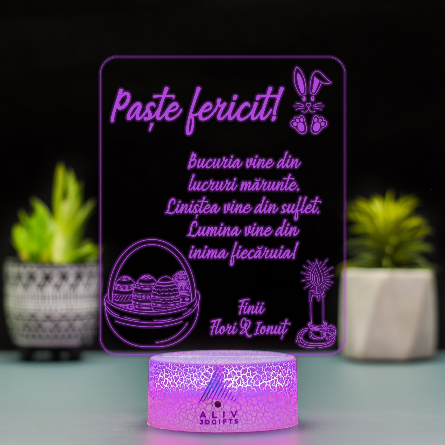 Lampă Led 3D - Urare Paste Fini