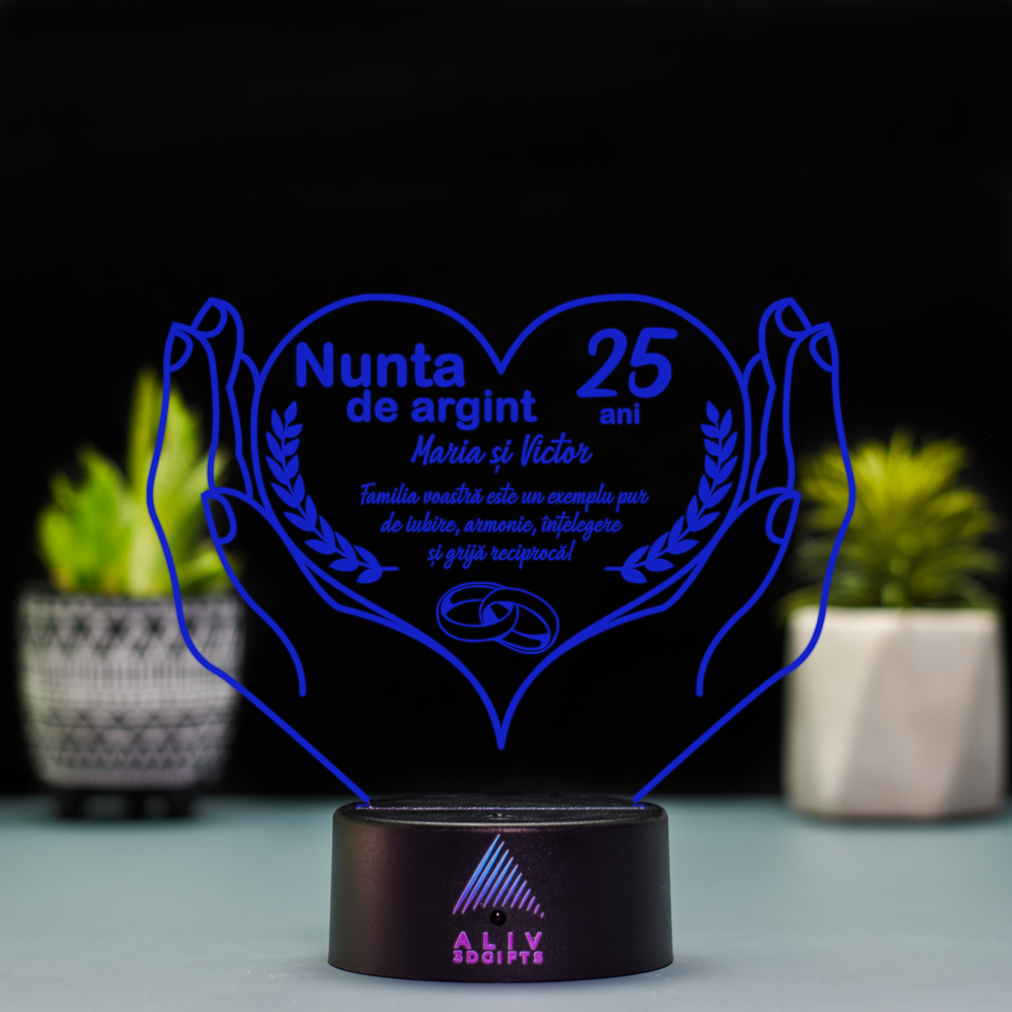 Lampă Led 3D - Nunta Argint 1