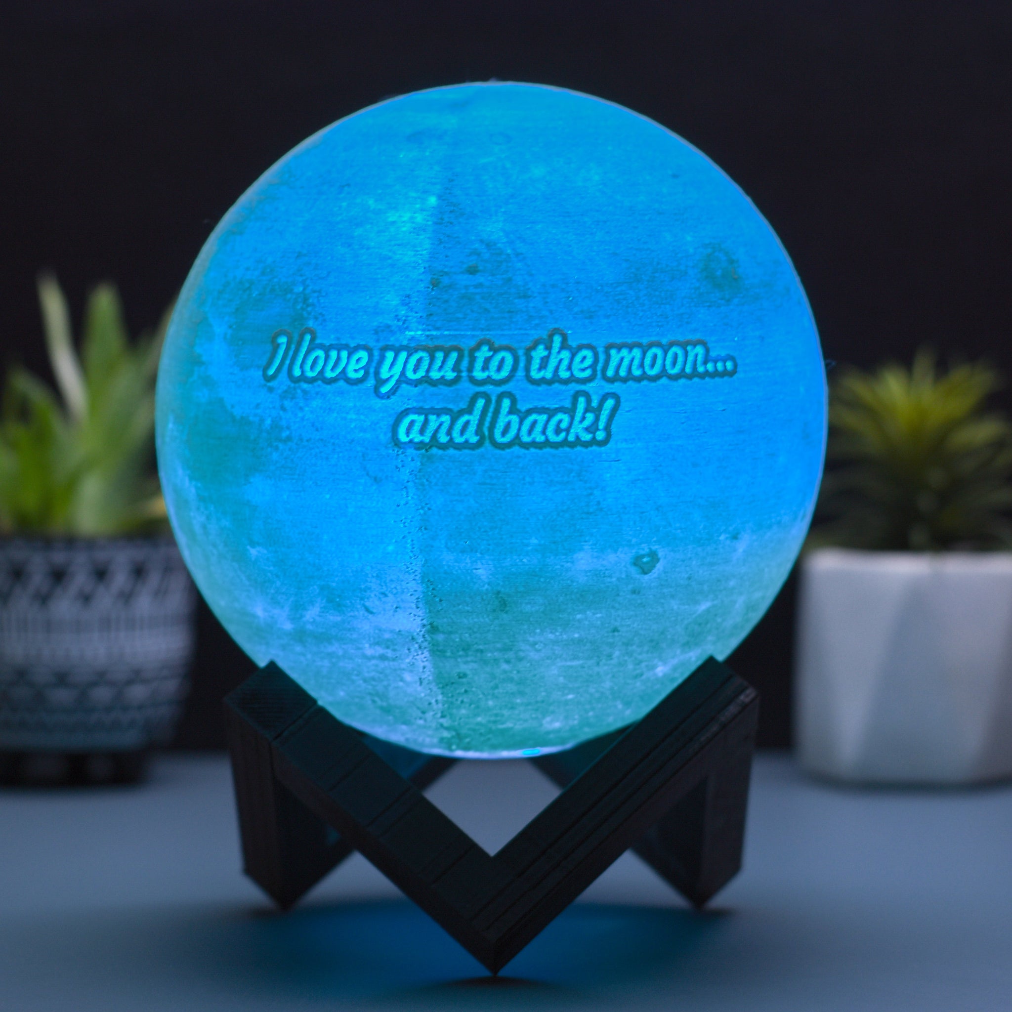 Lampă Lună Personalizată cu Poză și Mesaj - 16 Culori