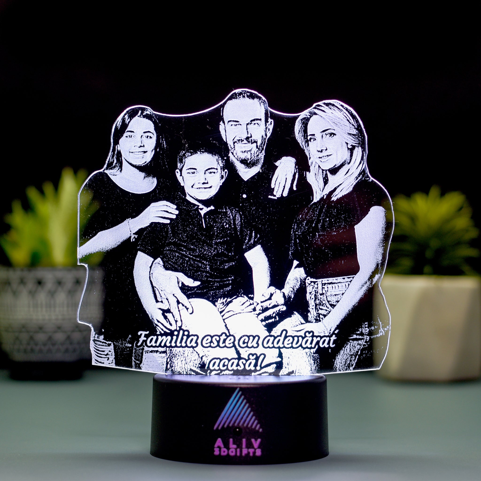 Lampă Led 3D - Familie + Mesaj Personalizat