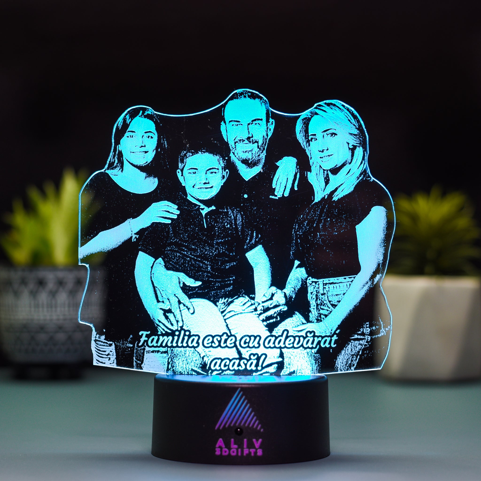 Lampă Led 3D - Familie + Mesaj Personalizat