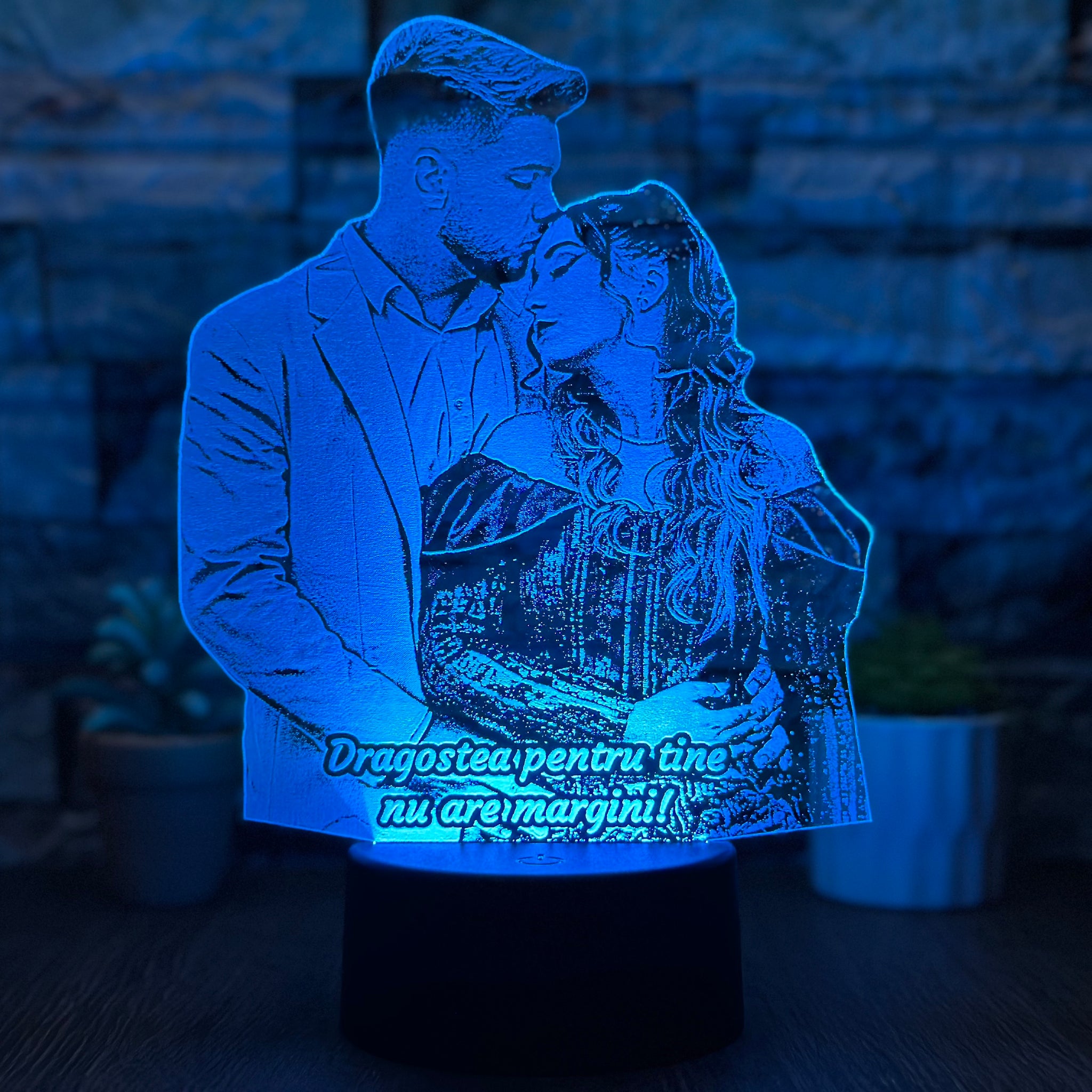 Lampă Led 3D - Cuplu + Mesaj Personalizat